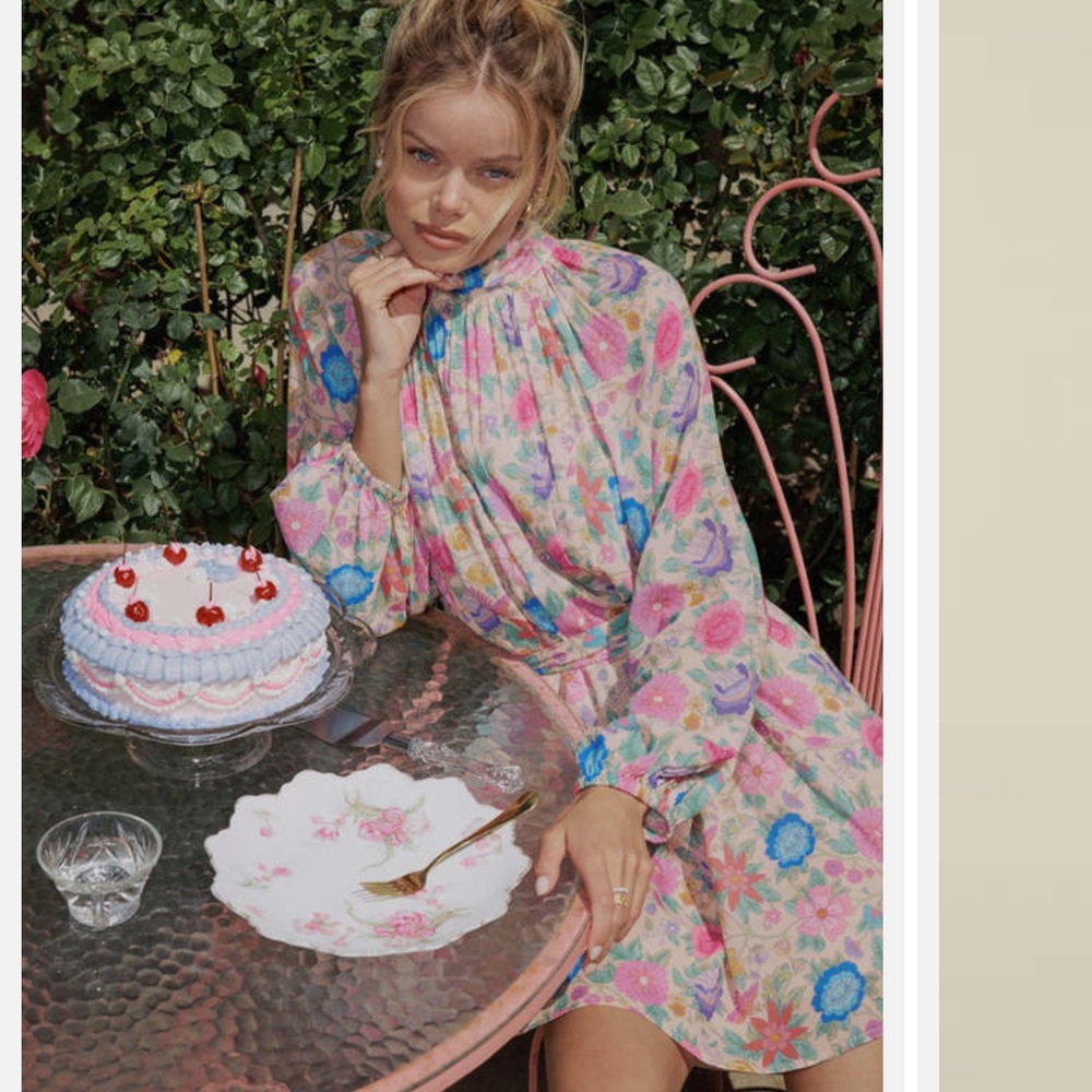 Spell & The Gypsy Mossy High Neck Mini Dress- Spring Garden NWT